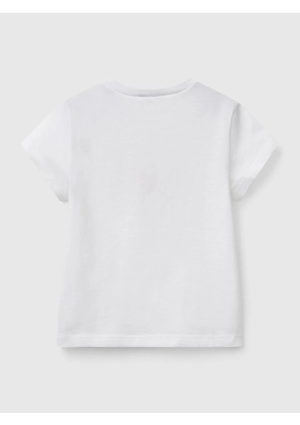 Benetton Kız Çocuk Baskılı Tshirt 1-6 Yaş Beyaz modelleri