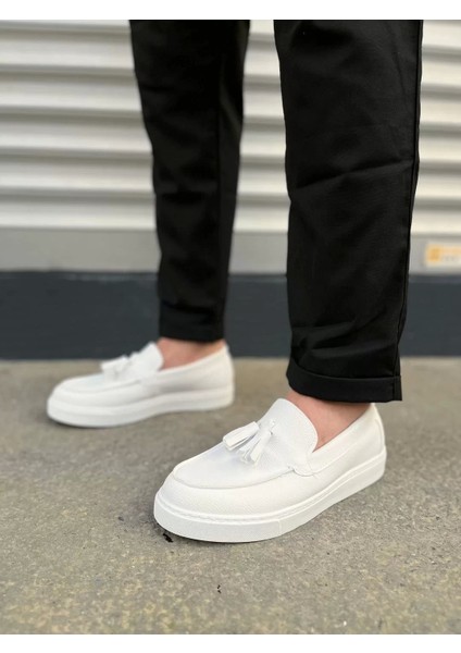 JY153 Bloom Bağcıksız Püsküllü Cilt Erkek Günlük Spor Klasik Ayakkabı Cbt - Beyaz fiyatları