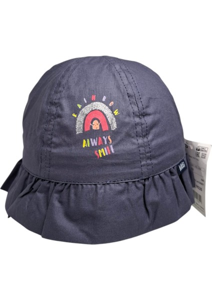 Spteks Kitti 4-8 Yaş Kız Çocuk Koyu Lacivert Renk Baskı Figürlü Yazlık Maksi Şapka