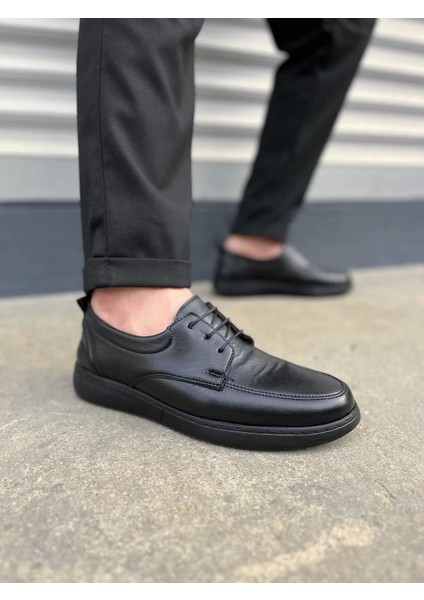 JY0510 Clasica Bağcıklı Cilt Erkek Günlük Klasik Ayakkabı Cst - Siyah
