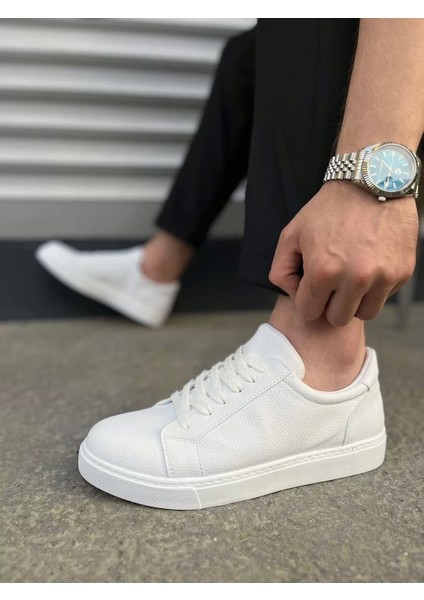 JY165 Elite Bağcıklı Cilt Erkek Günlük Sneaker Ayakkabı Cbt - Beyaz