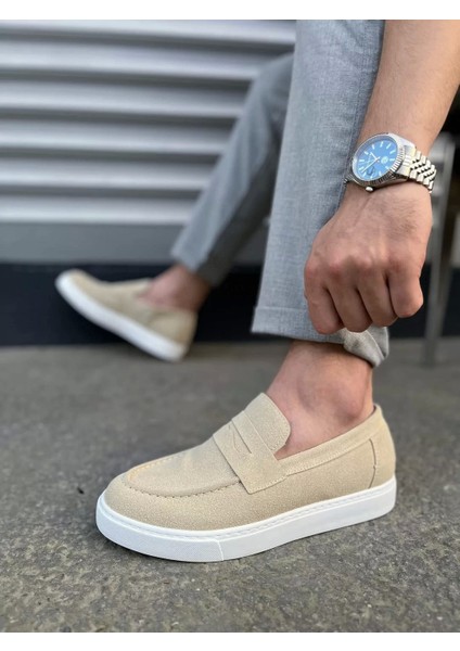JY180 Estilo x Bağcıksız Süet Erkek Günlük Spor Klasik Ayakkabı Sbt - Krem modelleri