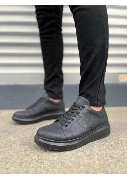 JY151 Boost Bağcıklı Cilt Erkek Günlük Sneaker Ayakkabı Cst - Siyah