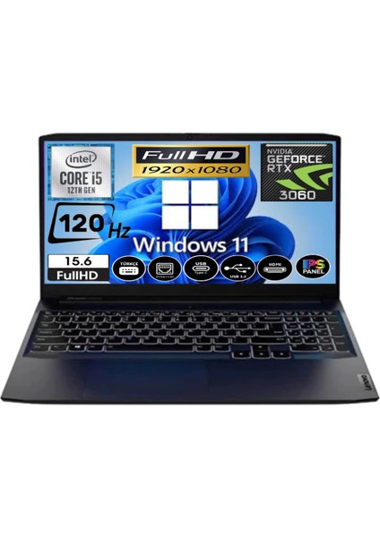 Ip Gaming Intel Core I5-12450H 16GB Ram 1tb SSD RTX3060 120hz 15.6'' Windows 11 82S90120TX (Yenilenmiş) Taşınabilir Bilgisayar