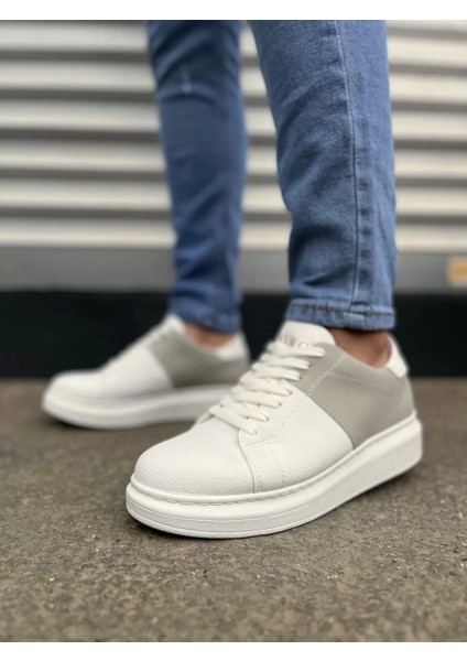JY151 Boost Bağcıklı Cilt Süet Erkek Günlük Sneaker Ayakkabı Csbt - Beyaz/gri