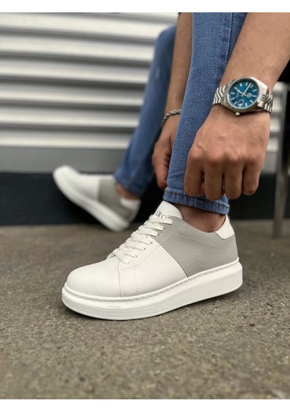 JY151 Boost Bağcıklı Cilt Süet Erkek Günlük Sneaker Ayakkabı Csbt - Beyaz/gri
