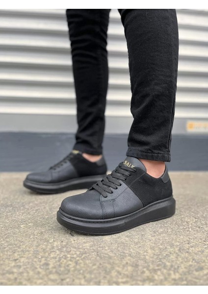 JY151 Boost Bağcıklı Cilt Süet Erkek Günlük Sneaker Ayakkabı Csst - Siyah