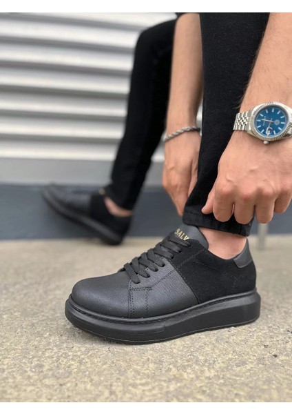 JY151 Boost Bağcıklı Cilt Süet Erkek Günlük Sneaker Ayakkabı Csst - Siyah