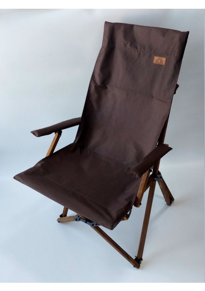Ahşap - Kollu Katlanır Kamp Sandalyesi - Koyu Ceviz Iskelet - Kahverengi Kılıf - Kahverengi Çanta