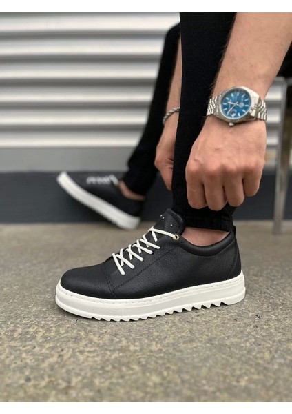 JY152 Cool Bağcıklı Cilt Erkek Günlük Spor Klasik Ayakkabı Cbt - Siyah