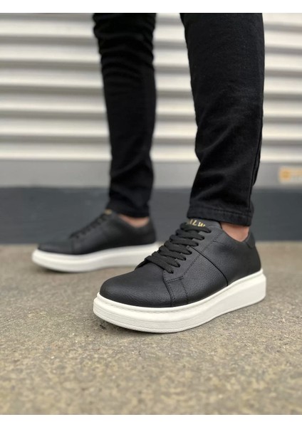 JY151 Boost Bağcıklı Cilt Erkek Günlük Sneaker Ayakkabı Cbt - Siyah