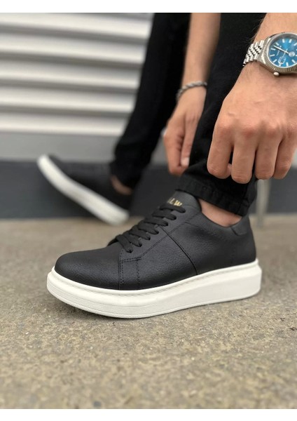 JY151 Boost Bağcıklı Cilt Erkek Günlük Sneaker Ayakkabı Cbt - Siyah