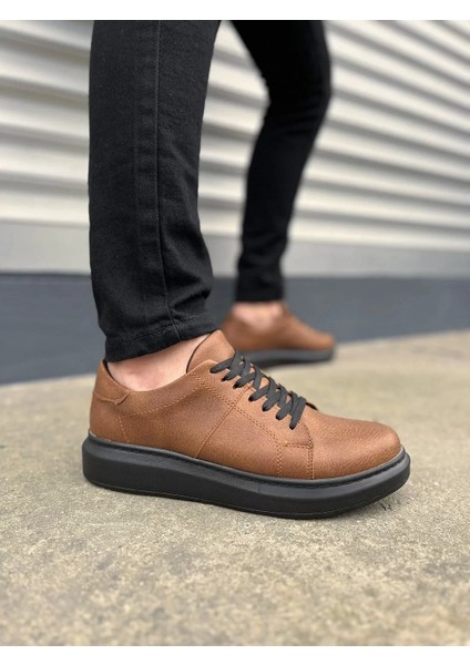 JY151 Boost Bağcıklı Cilt Erkek Günlük Sneaker Ayakkabı Cst - Taba