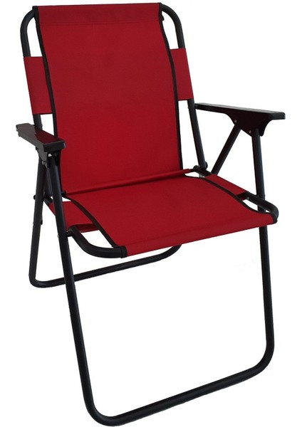 Metal Kamp Sandalyesi Katlanır Sandalye Piknik Sandalyesi Plaj Sandalyesi Kırmızı. Katlanabilir Tek