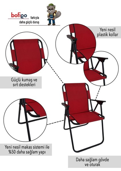 Metal Kamp Sandalyesi Katlanır Sandalye Piknik Sandalyesi Plaj Sandalyesi Kırmızı. Katlanabilir Tek modelleri