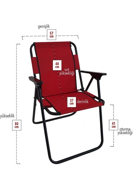 Metal Kamp Sandalyesi Katlanır Sandalye Piknik Sandalyesi Plaj Sandalyesi Kırmızı. Katlanabilir Tek fırsatları