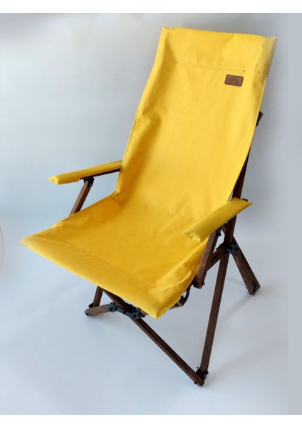 Ahşap - Kollu Katlanır Kamp Sandalyesi - Koyu Ceviz Iskelet - Sarı Kılıf - Sarı Çanta fiyatları