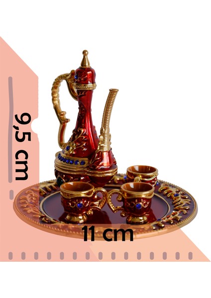 Renkli Metal Biblolar - Kırmızı, Yeşil, Beyaz, Siyah, Sarı ve Mavi Seçenekli Dekoratif Mini Çay Takımı