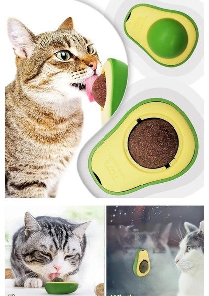 Doğal Catnipli Yenilebilir Dönen Kedi Nanesi Otu Oyun Topu Top Oyuncak Kedi Yalama Topu Avokado