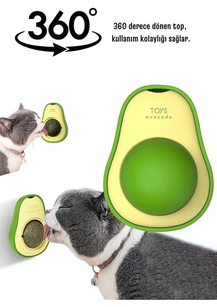 Doğal Catnipli Yenilebilir Dönen Kedi Nanesi Otu Oyun Topu Top Oyuncak Kedi Yalama Topu Avokado