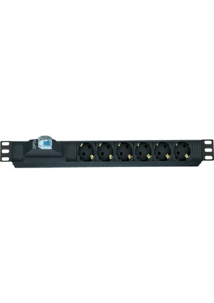 19" 1u 6lı Sigortalı Priz Modülü Metal Gövdeli AA-PRZ01U19-6S-AL