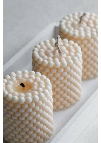 3'lü Lüks Pearl Bubble Mum - Silindir Şıklığı Vanilya Kokulu