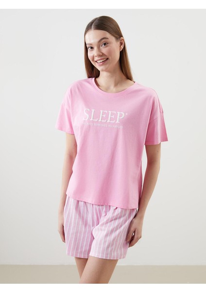 Lcw Young Bisiklet Yaka Baskılı Kadın Şortlu Pijama Takımı (S5) fiyatları