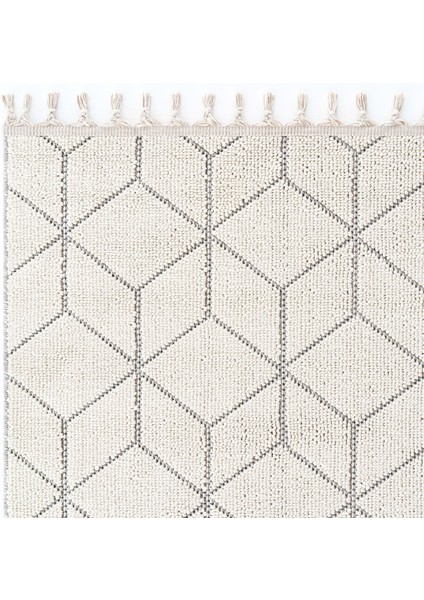 Bress 1407 Beyaz Hav Toz Vermez Hasır Dokulu Bukle Örgü Modern Desen Halı modelleri