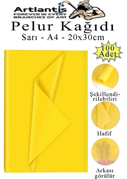 Sarı Pelur Kağıdı 100 Lü 1 Paket A4 Pelur Kagıt Moda Tasarım Tekstil Paketleme Ambalaj Kağıdı Parti Doğum Günü