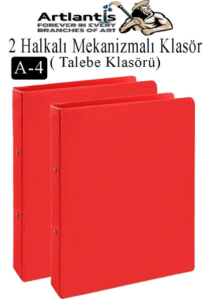 Kırmızı 2 Halkalı Klasör 2 Adet A4 Pvc Öğrenci ve Ofis Tipi Evrak Sunum Talebe Büro Klasörü Iç Cepli Otomatik Mekanizma