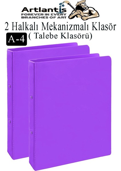Mor 2 Halkalı Klasör 2 Adet A4 Pvc Öğrenci ve Ofis Tipi Evrak Sunum Talebe Büro Klasörü Iç Cepli Otomatik Mekanizmalı