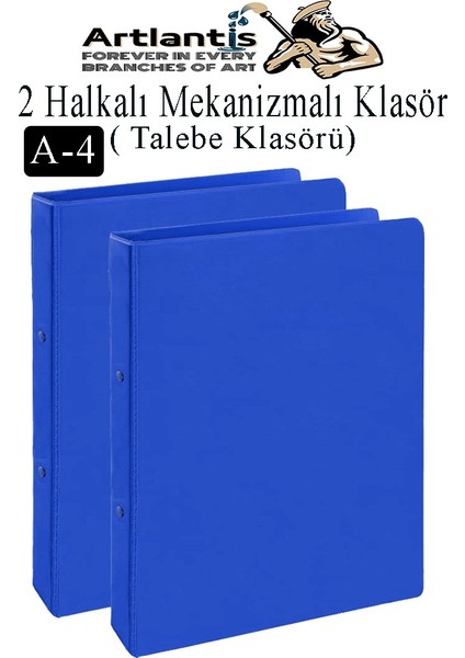 Mavi 2 Halkalı Klasör 2 Adet A4 Pvc Öğrenci ve Ofis Tipi Evrak Sunum Talebe Büro Klasörü Iç Cepli Otomatik Mekanizmalı