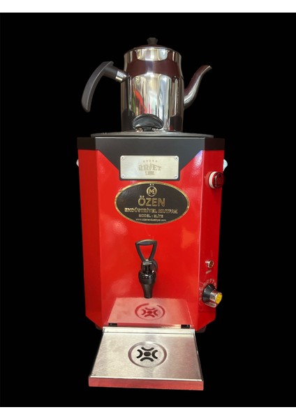 DE12-NOVA Jumbo Çay Makinesi Tek Demlikli Dijital Termostatlı 13LT. Elektrikli Semaver Kırmızı Siyah