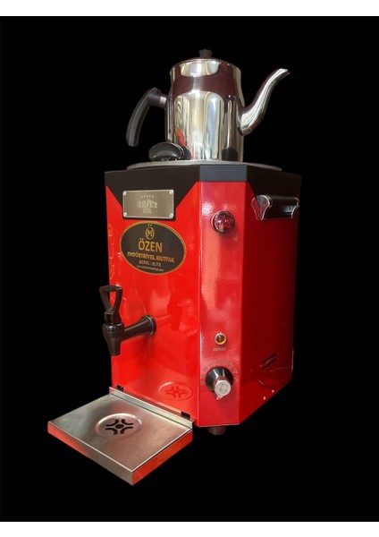 DE12-NOVA Jumbo Çay Makinesi Tek Demlikli Dijital Termostatlı 13LT. Elektrikli Semaver Kırmızı Siyah