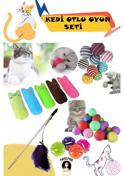 Luxury Kedi Nanesi Kokulu Peluş Oyuncak , Sarma Top , Olta , Renkli Top , Çıngıraklı Top 1 Adet