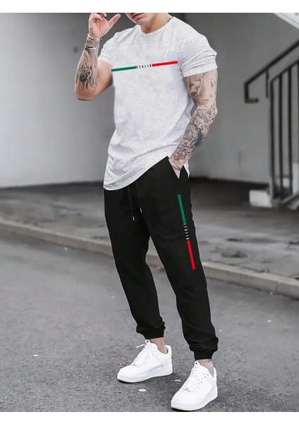 Erkek Oversize Eşofman Takım - Italya Baskılı Lastikpaçalı Pavro Rahat Kesim Oversize Geniş Kalıp