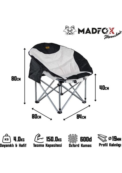 Moonchair Deluxe Katlanır Kamp Sandalyesi Siyah/Gri indirimleri
