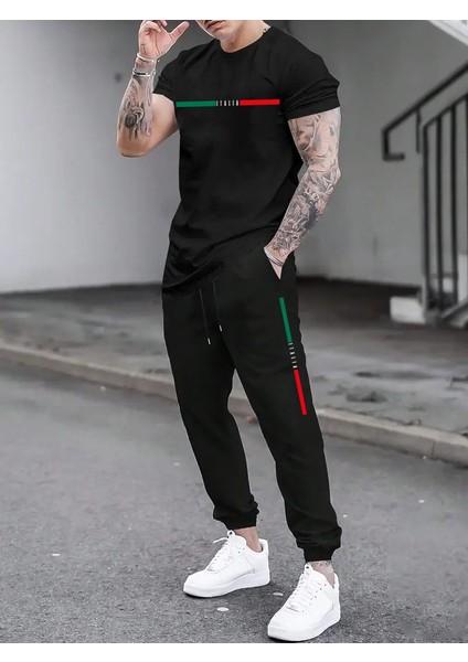 Erkek Oversize Eşofman Takım - Italya Baskılı Lastikpaçalı Pavro Rahat Kesim Oversize Geniş Kalıp