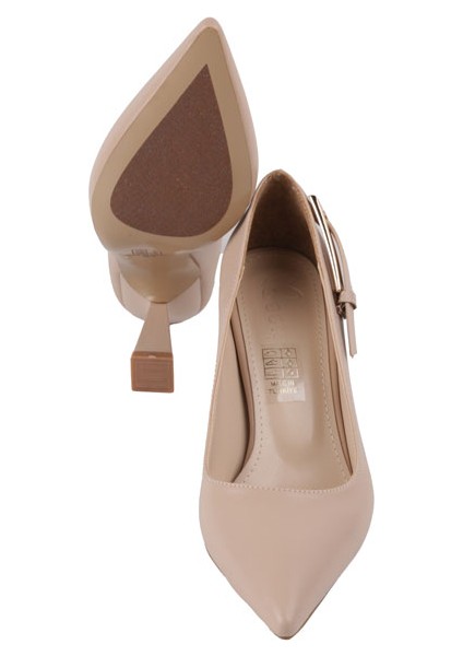 25BY220.4008 Bej Cılt Stıletto Topuklu Ayakkabı fırsatları