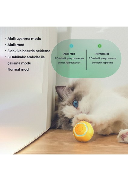 Luxury Akıllı Kedi Topu, Kendinden Hareketli Kedi Oyuncağı, Interaktif Kedi Köpek Topu Pembe 1 Adet