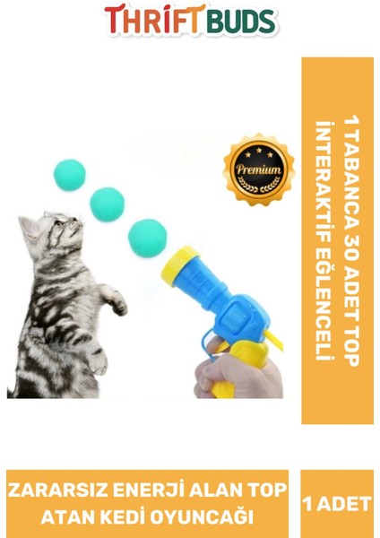 Luxury Özel Üretim Tabancalı Hareketli Evcil Hayvan 30 Peluş Top Atan Interaktif Eğlence Kedi Oyuncağı Seti 1 Adet