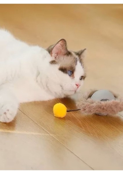Luxury Tüylü Otomatik Hareketli Kedi Oyun Topu Interaktif 360 Derece Dönen Fare Kedi Oyuncağı 1 Adet modelleri