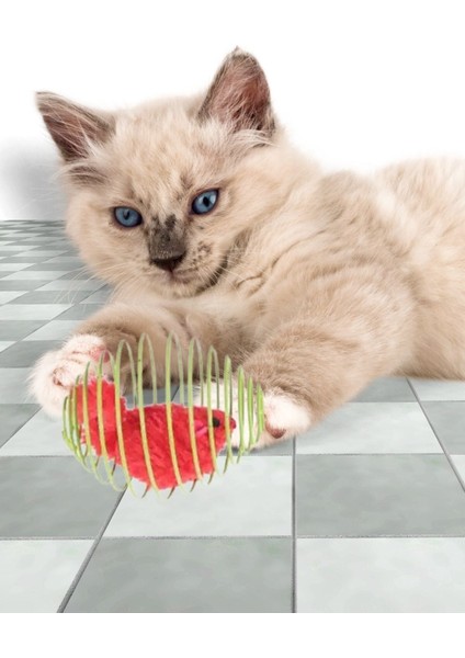 Luxury Eğlenceli Metal Spiral Top, Fare Figürlü Zıplayan Kedi Oyuncağı 1 Adet