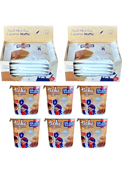 Caramel Waffle 26 gr 12 Li + Stciks 50 gr 6 Lı Karma Paket