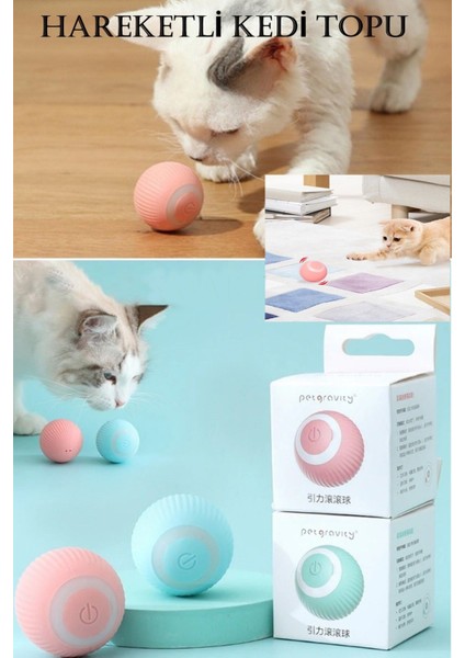 Luxury Şarjlı Otomatik Hareketlenen Kedi Oyun Topu Interaktif 360 Derece Dönen Kedi Oyuncağı Eğitim Topu 1 Adet