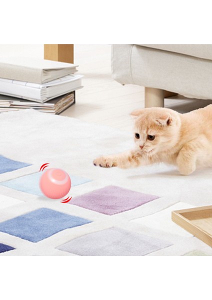 Luxury Şarjlı Otomatik Hareketlenen Kedi Oyun Topu Interaktif 360 Derece Dönen Kedi Oyuncağı Eğitim Topu 1 Adet