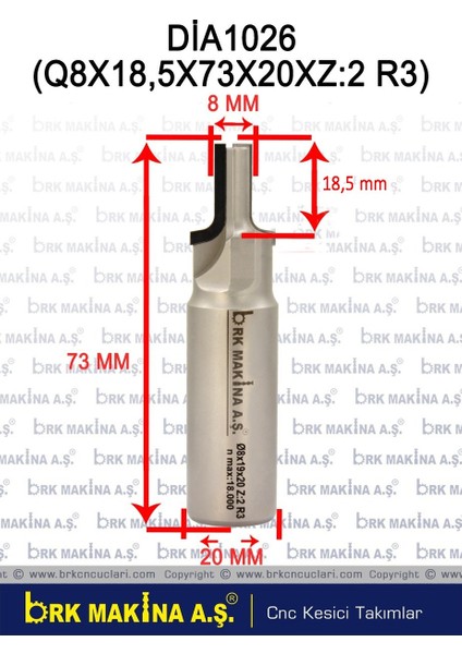 Dia 8 mm R3 Ebatlama Bıçağı