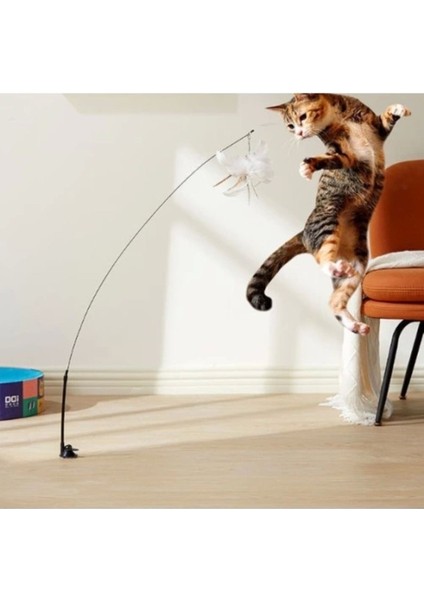 Luxury Vantuzlu Tüylü Zilli Kedi Oyun Oltası 1 Adet
