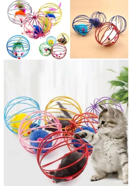 Luxury Kedi Mahkum Fare Tam Renkli Kafes Komik Kedi Evcil Oyuncağı Topu 1 Adet