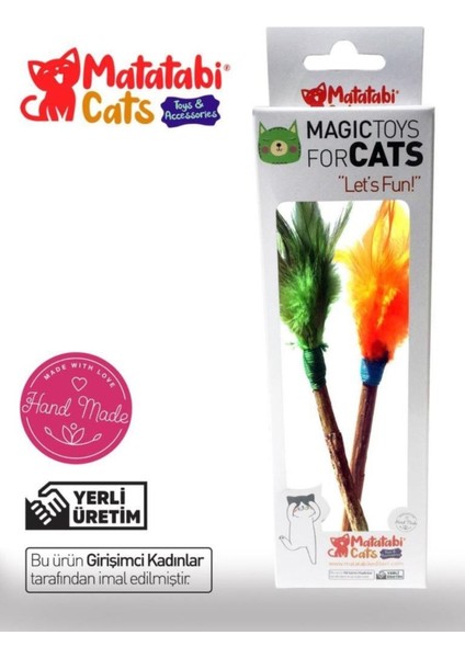 Luxury Cats Tüylü Çubuk Kedi Oyuncağı 18CM (2'li) (Karışık Renkli) 1 Adet